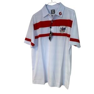 FootJoy Red & White Polo Shirt Short Sleeves Crowborough Beacon Golf Club Sz XL